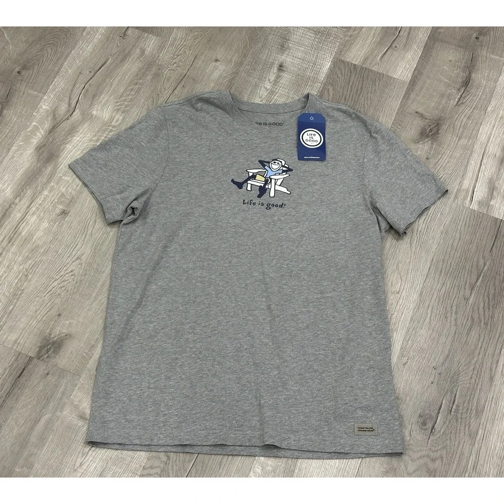 Life Is Good Men's Crusher Tee Adirondack Jake Size L Summer T--shirt NWT Gray - Picture 2 of 9